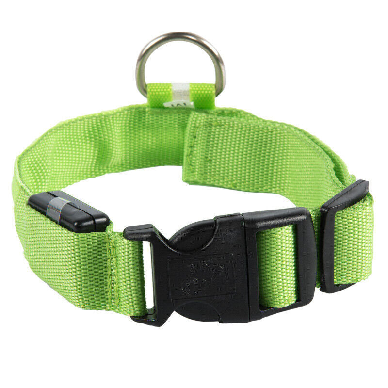 Dog LED Collar Blinking Night Flashing Light up Glow Adjustable Pets Safety US