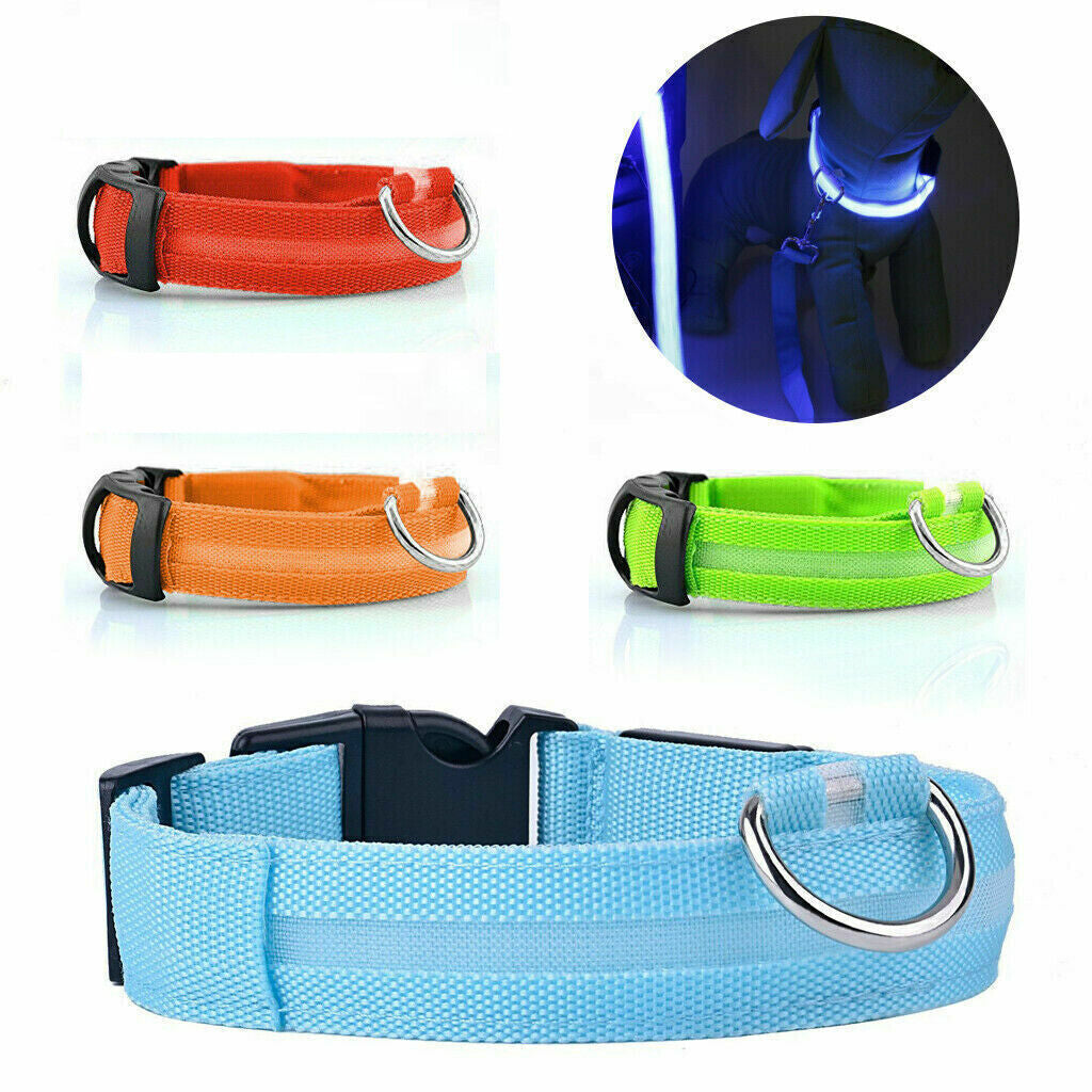 Dog LED Collar Blinking Night Flashing Light up Glow Adjustable Pets Safety US